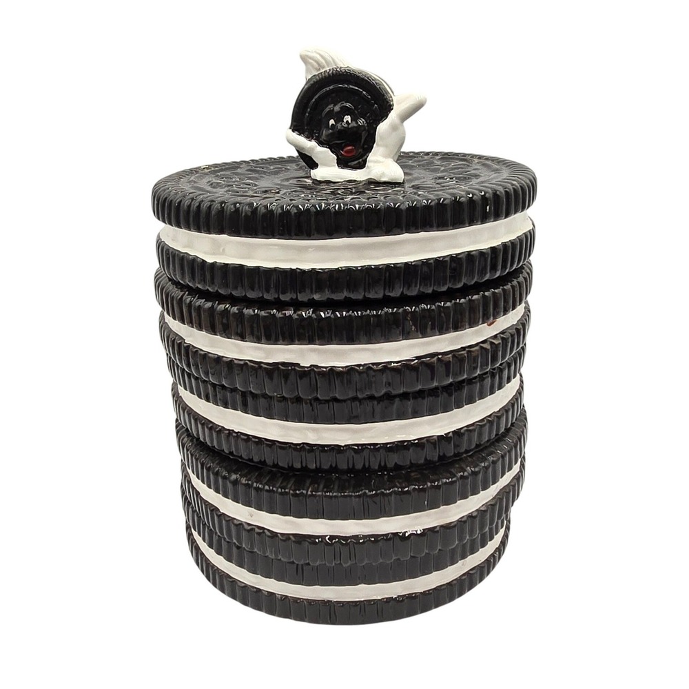 Vintage Oreo Cookie Jar Ceramic Stacked Sandwich Cookies Nabisco